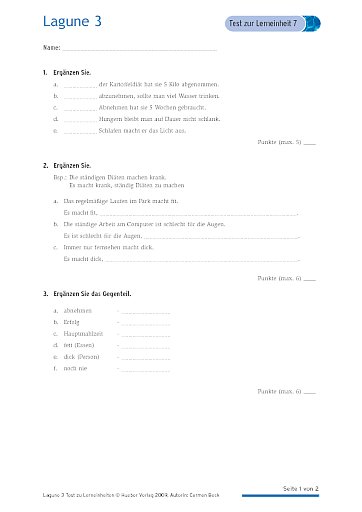 Test mit Lösungen zur Lerneinheit 7