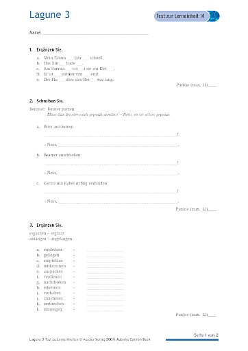 Test mit Lösungen zur Lerneinheit 14