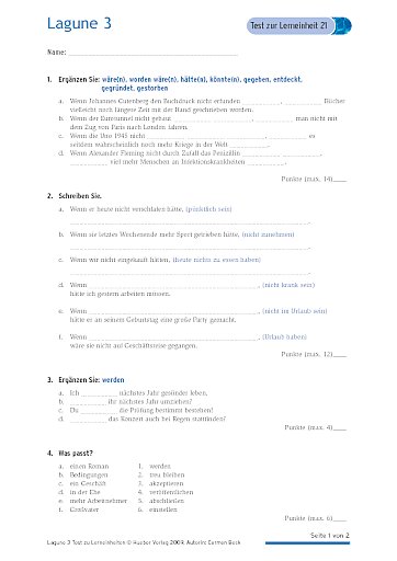 Test mit Lösungen zur Lerneinheit 21