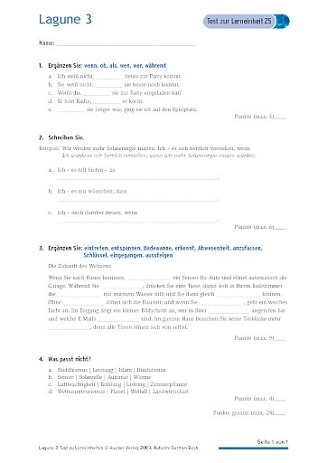 Test mit Lösungen zur Lerneinheit 25