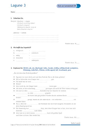 Test mit Lösungen zur Lerneinheit 29