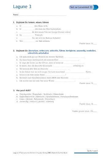 Test mit Lösungen zur Lerneinheit 33