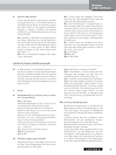 Hinweise zu Lektion 8