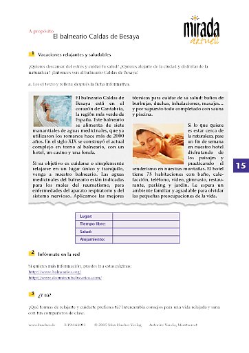 Lección 15: El balneario Caldas de Besaya