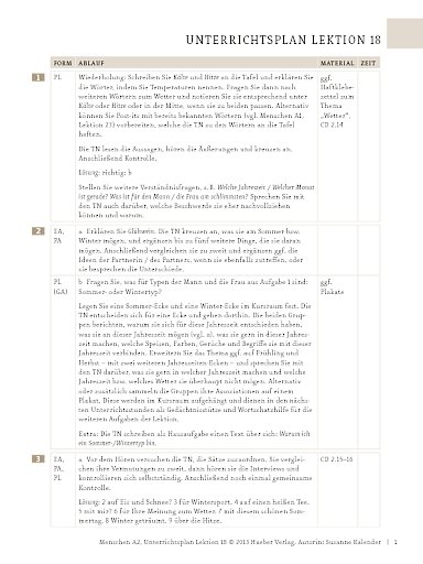 Unterrichtsplan