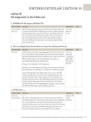 Unterrichtsplan