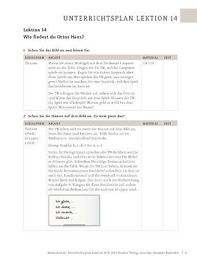 Unterrichtsplan
