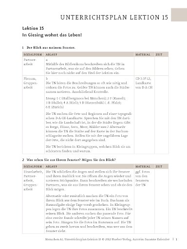 Unterrichtsplan