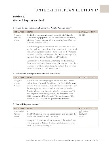 Unterrichtsplan