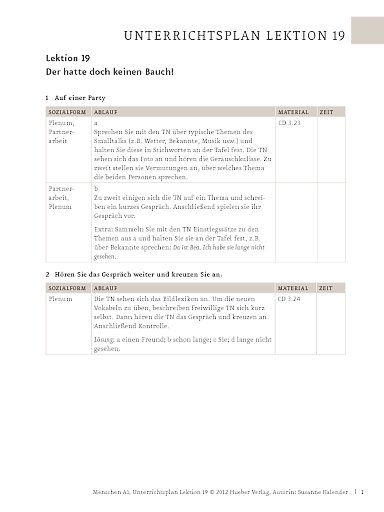 Unterrichtsplan