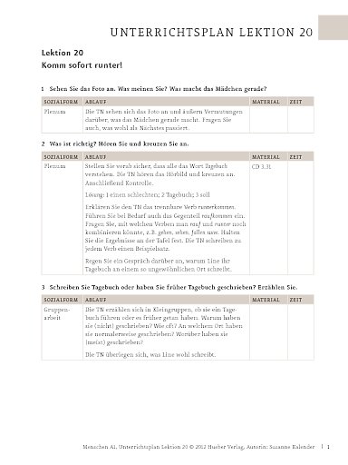 Unterrichtsplan
