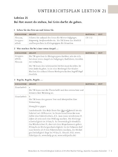 Unterrichtsplan