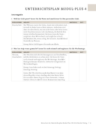 Unterrichtsplan