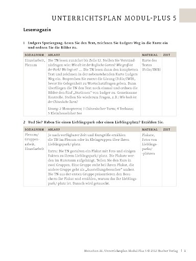 Unterrichtsplan
