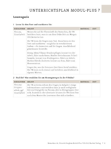 Unterrichtsplan