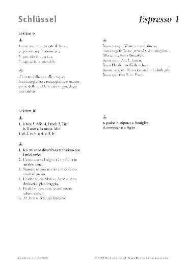 Lösungsschlüssel zum Arbeitsblatt Lektion 9 und 10