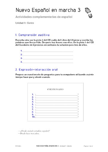 Nuevo Español en marcha 3: Unidad 1