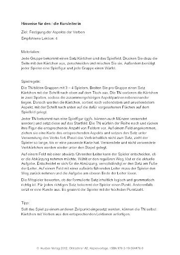 Festigung der Aspekte der Verben