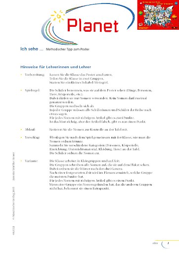 Poster – Methodischer Tipp: Ich sehe ...