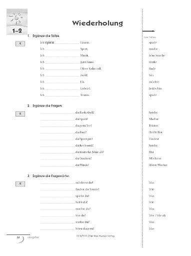 Lektion 1 und 2: Wiederholung, Grammatik, Lernen lernen, Wortliste, Test