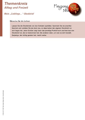 Mein "Lieblings…"-Steckbrief