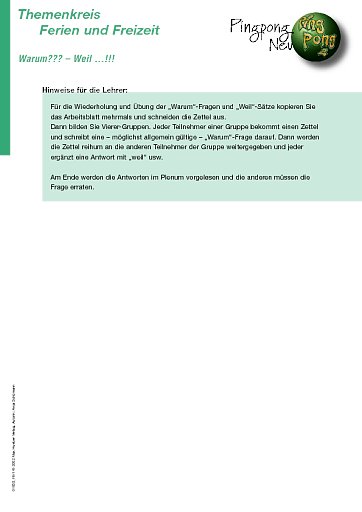 Warum??? – Weil …!!!