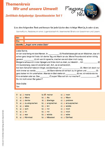 Zertifikats-Aufgabentyp: Sprachbausteine