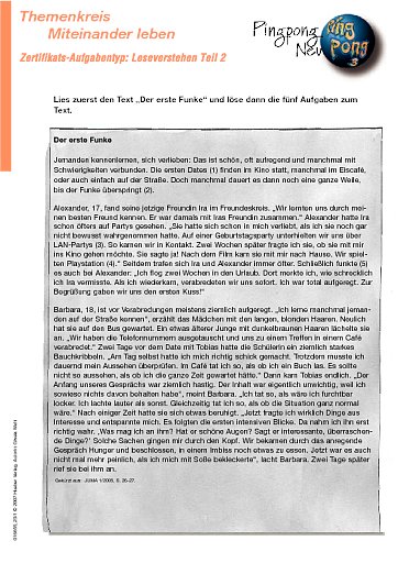 Zertifikats-Aufgabentyp: Leseverstehen