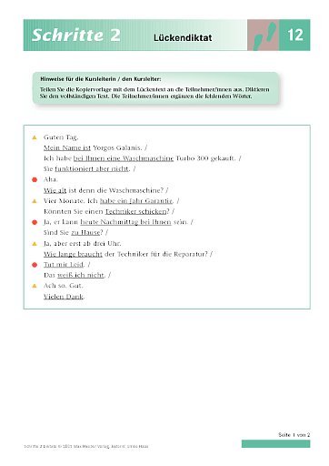 Lektion 12: Lückendiktat