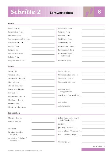 Schritte 2: Lernwortschatz