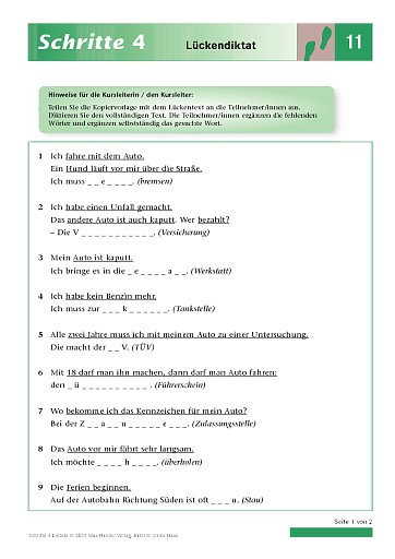 Lektion 11: Lückendiktat