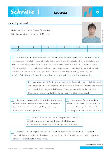 Lektion 5: Irinas Tagesablauf