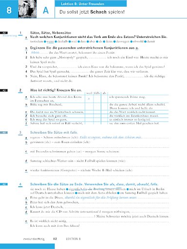 Arbeitsbuch, Lektion 8