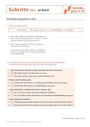 Mit Kollegen Absprachen treffen*