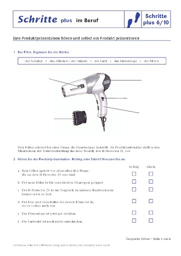 Eine Produktpräsentation hören und selbst ein Produkt präsentieren