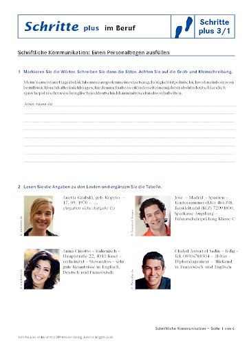 Einen Personalbogen ausfüllen*