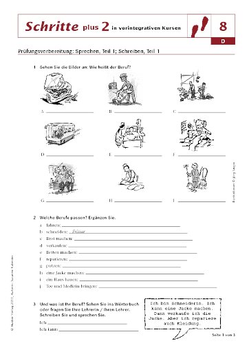 Sprechen, Teil 1; Schreiben, Teil 1