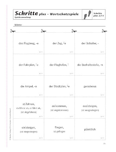 Wortschatzübung zu Schritte plus 2