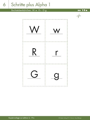 Buchstabenkärtchen: W w R r G g
