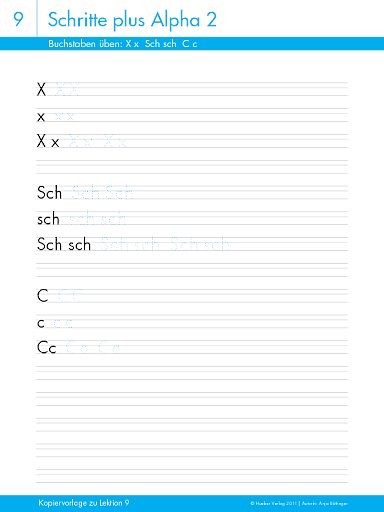 Buchstaben üben: X x Sch sch C c