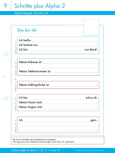 Alpha - Mappe: Das bin ich