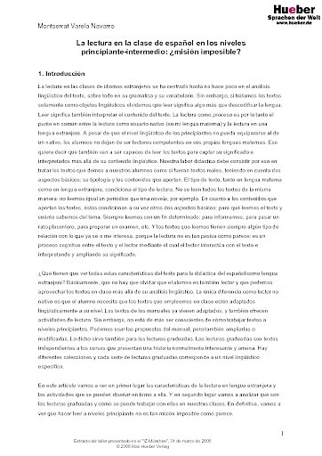 La lectura en la clase de español...