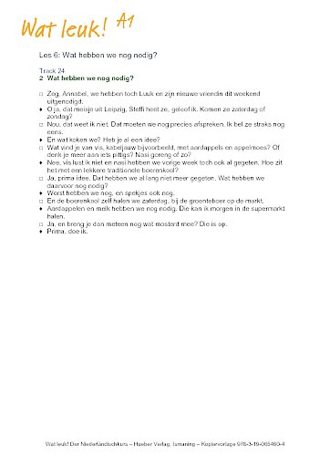 Les 6: Wat hebben we nog nodig?