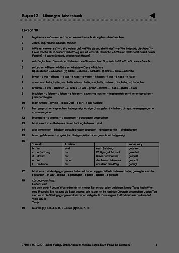 Arbeitsbuch: L&ouml;sungen