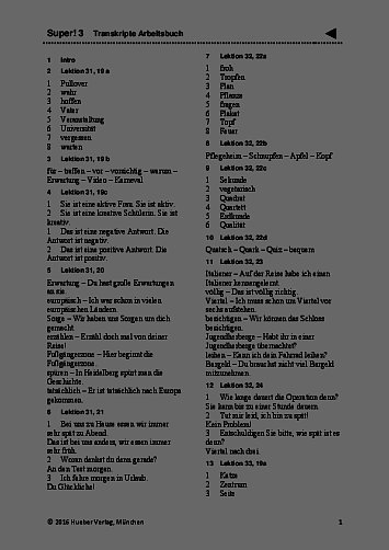 Arbeitsbuch: Transkripte