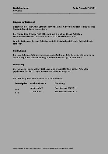 Einstufungstest Hinweise