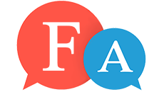 Rote und blaue Sprechblasen mit den Buchstabe F und A.