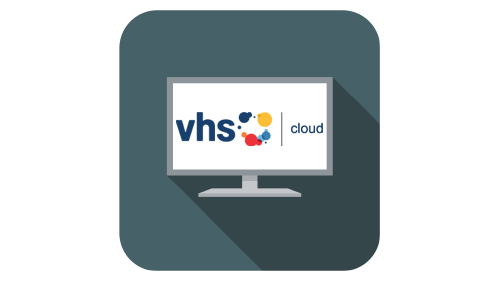 Illustration Monitor mit VHS-Logo der vhs.cloud  